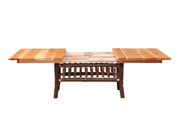 Front view of the Mount Albion Hickory Log Extension Dining Table extended with both leaves