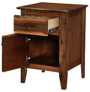 Mount Axtell Live Edge Walnut Enclosed Nightstand with the drawer and door open