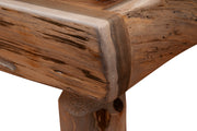 Close-up of the Mount Bancroft Cedar Log Open Nightstand log-trimmed top edge and hand-peeled cedar texture