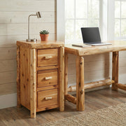 Mount Bellview Cedar Log Three Drawer File Cabinet in a rustic cabin home office