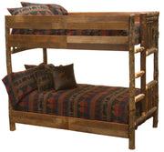Mount Bross Barnwood and Hickory Bunk Bed in Twin over Twin configuration on a white background with right ladder