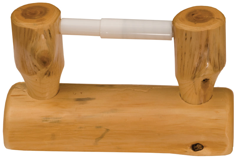 Wall-mounted Mount Cairns Cedar Log Toilet Paper Holder with spring roller
