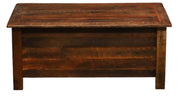 Front view of the Mount Chiquita Reclaimed Barnwood Blanket Chest showing weathered reclaimed oak panels