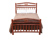 Front view of the Mount Columbia Hickory Wagon Wheel Bed showing the half wagon wheel footboard and spindle headboard
