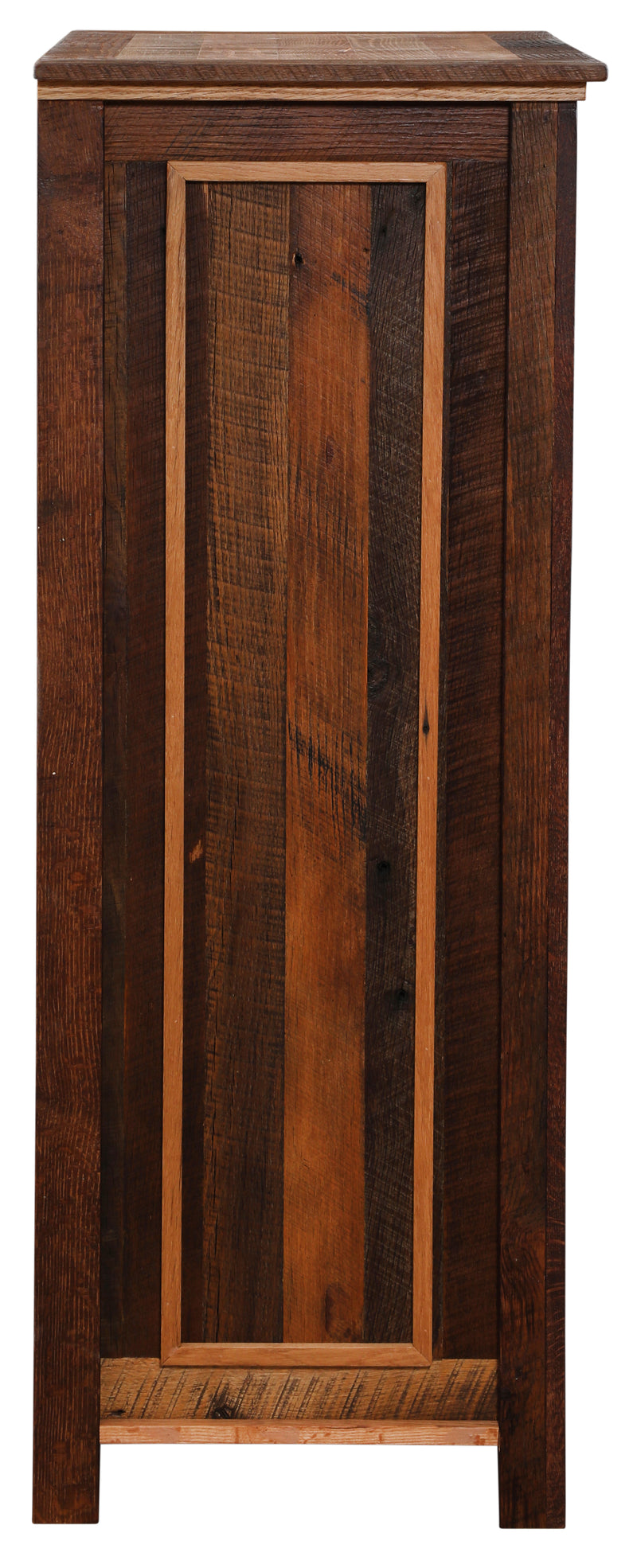 Side view of the Mount Daly Reclaimed Barnwood Five Drawer Chest