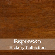 Espresso wood finish option for the Mount Flora Hickory Log Three Drawer Nightstand with a deep rich brown tone