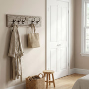 Mount George Pine Wall Coat Rack in a bright mudroom