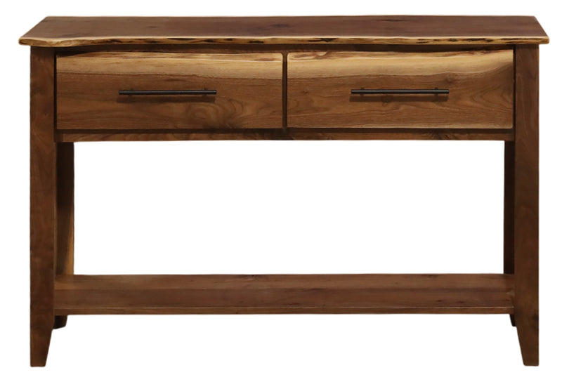 Front view of the Mount Gunnison Live Edge Walnut Sofa Table