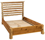 Angled view of the Mount Herard Cedar Log Horizontal Rail Bed with Rail System