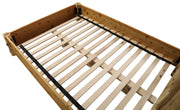 Bed rail and slat detail of the Mount Herard Cedar Log Horizontal Rail Bed with Rail System