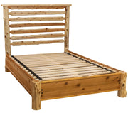 Second angled view of the Mount Herard Cedar Log Horizontal Rail Bed with Rail System showing the rail system and slats