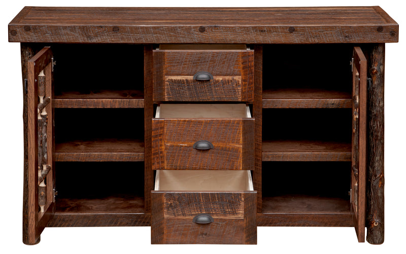 Fourth view of the Mount Herman Barnwood and Hickory Windowpane Sideboard