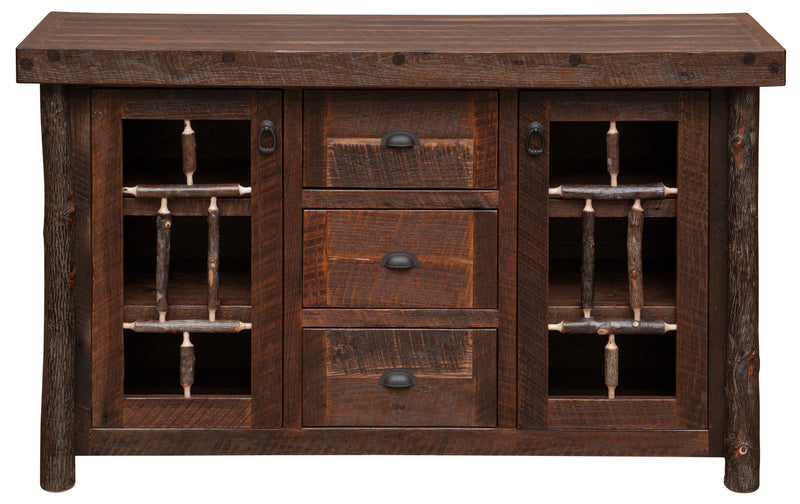 Second view of the Mount Herman Barnwood and Hickory Windowpane Sideboard