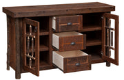 Third view of the Mount Herman Barnwood and Hickory Windowpane Sideboard