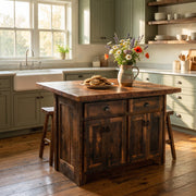 Mount Irving Hale Reclaimed Barnwood Kitchen Island with the Artisan Top in a farmhouse kitchen