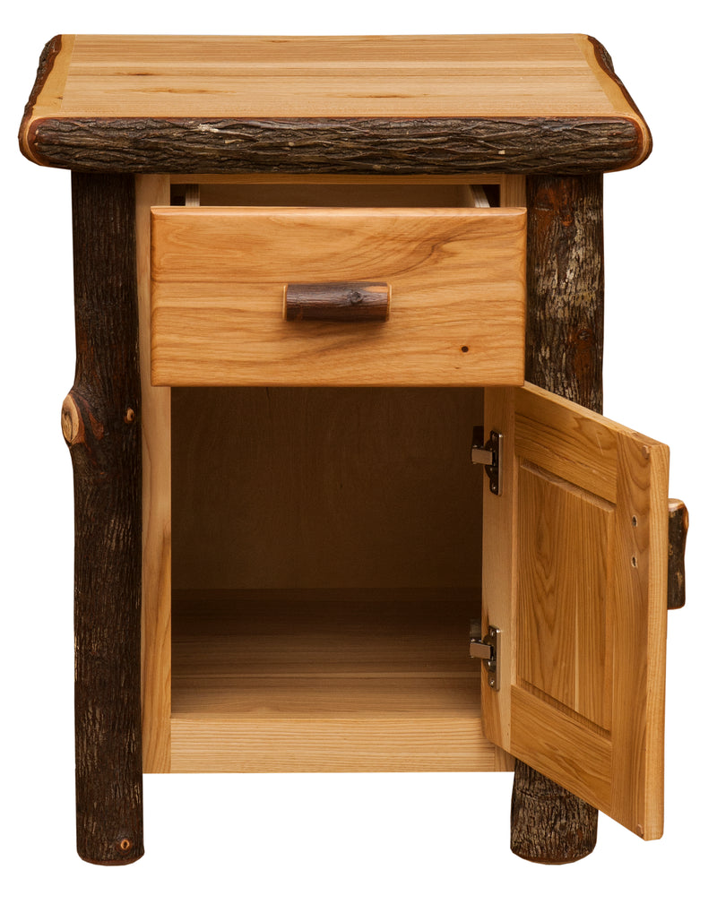 Third detail view of the Mount Lady Washington Hickory Log Enclosed End Table