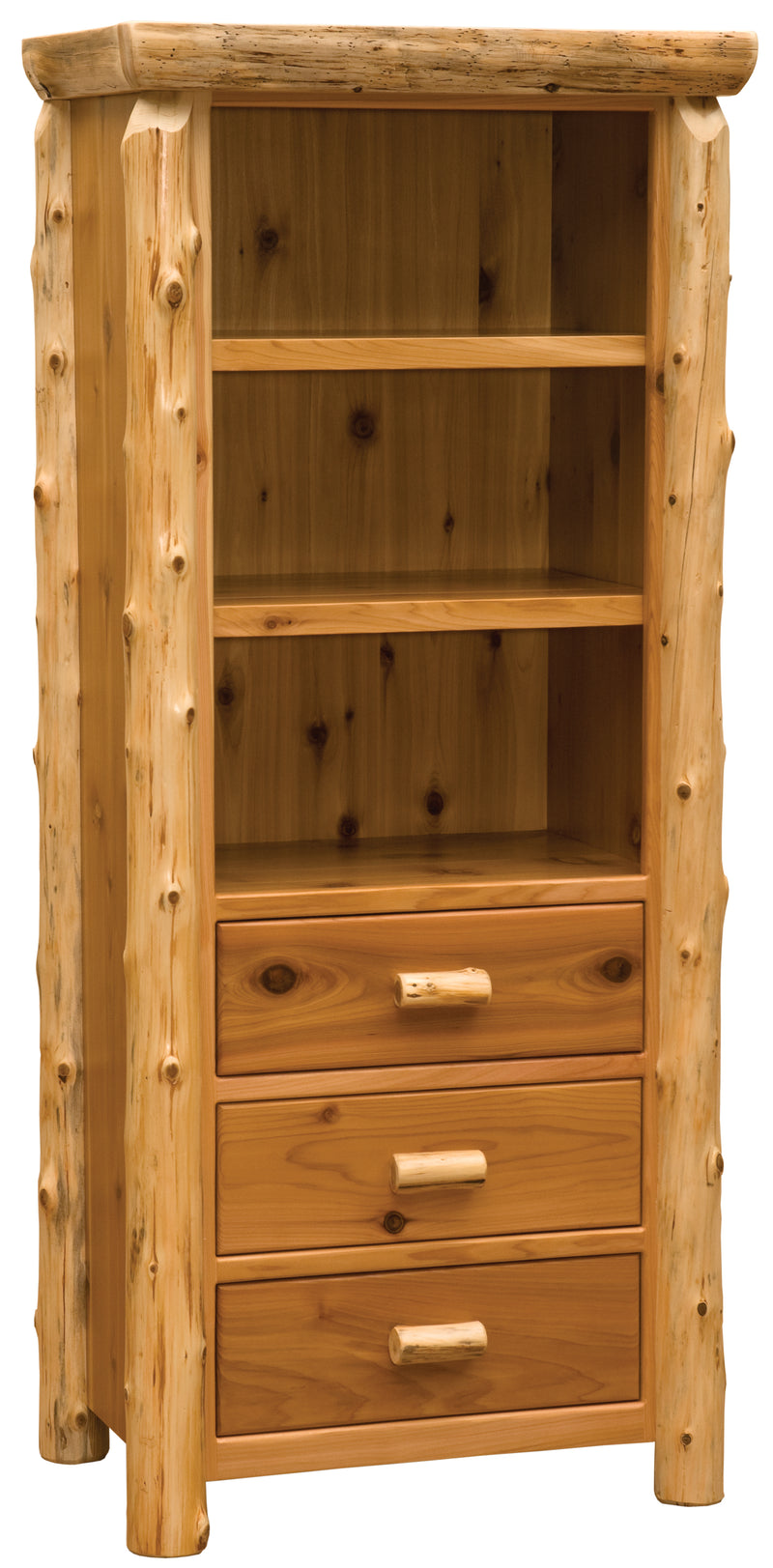 Angled view of the Mount Morrison Cedar Log Open Pantry