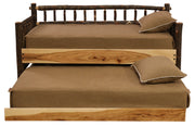 Front view of the Mount of the Holy Cross Hickory Daybed with the roll-out trundle pulled out as a second twin bed