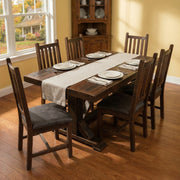 Mount Patterson Reclaimed Barnwood Homestead Dining Table with an Artisan Top in a bright dining room