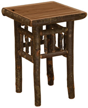 Mount Sopris Hickory Log Nightstand in the Cognac finish with bark-on hickory logs