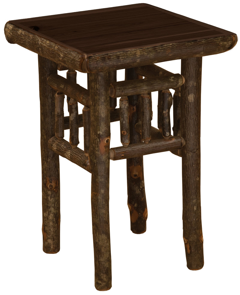 Mount Sopris Hickory Log Nightstand in the Espresso finish with a deep brown top