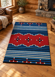 Native Cross Blue Rug Living Room | The Cabin Shack