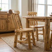 Niagara Peak Cedar Lumberjack Bistro Chair in a rustic dining room