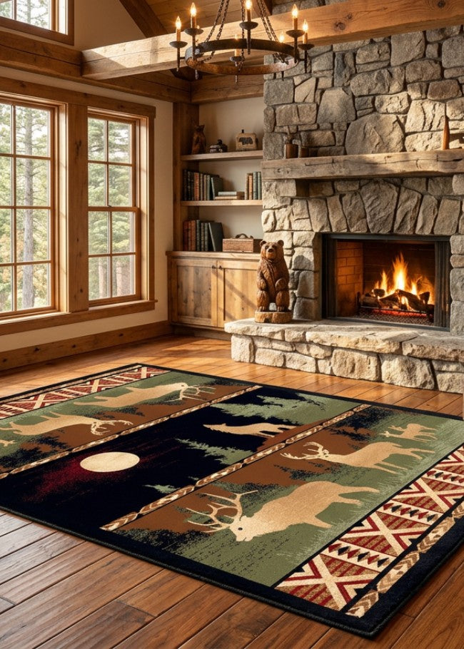 Night Vision Lodge Rug Collection Living Room | The Cabin Shack
