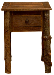 Front view of the North Eolus Barnwood and Hickory One Drawer Nightstand with a single drawer