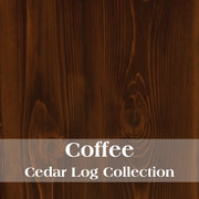 Coffee-stained cedar log spindle bed with rich brown finish and handcrafted rustic design