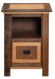 Front view of the Notch Mountain Reclaimed Barnwood Cubby Nightstand