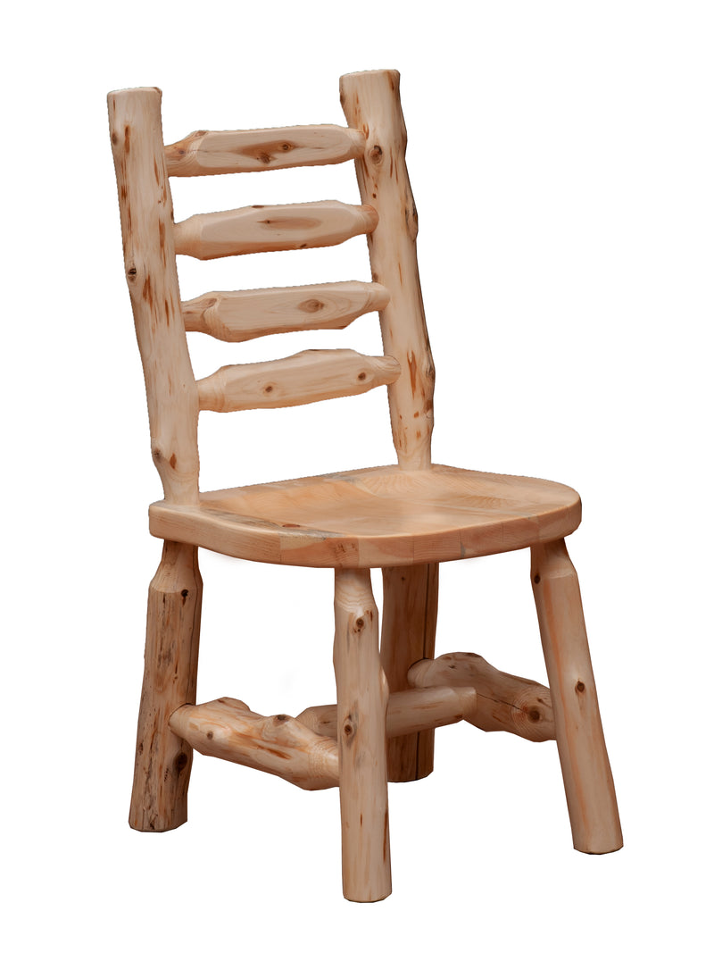 Angled view of the Organ Mountain Cedar Ladder Back Side Chair