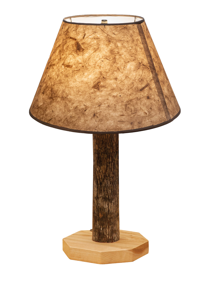 Angled view of the Pahlone Peak Hickory Log Table Lamp