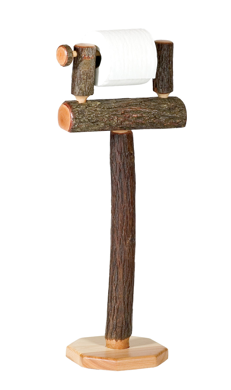 Freestanding Pearl Mountain Hickory Log Toilet Paper Holder