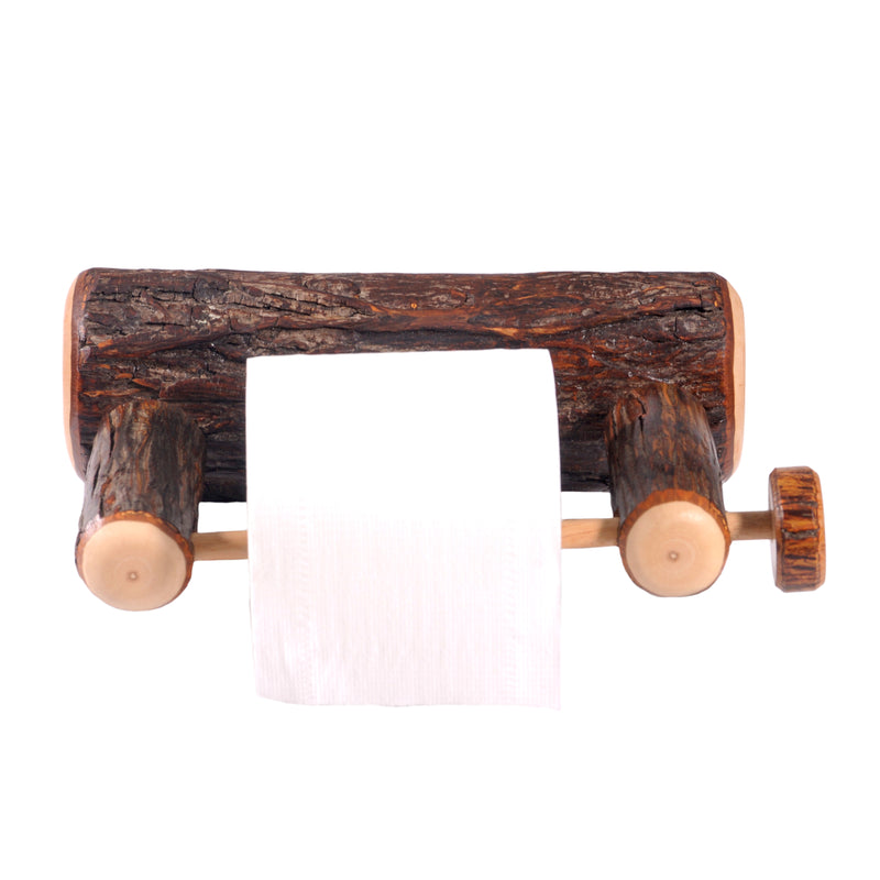 Wall-mounted Pearl Mountain Hickory Log Toilet Paper Holder