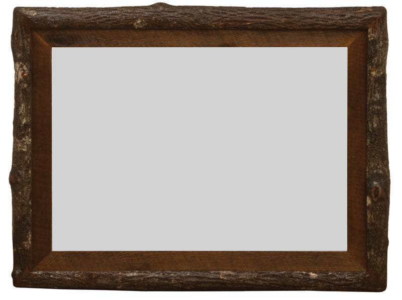 Angled view of the Pigeon Peak Barnwood and Hickory Mirror