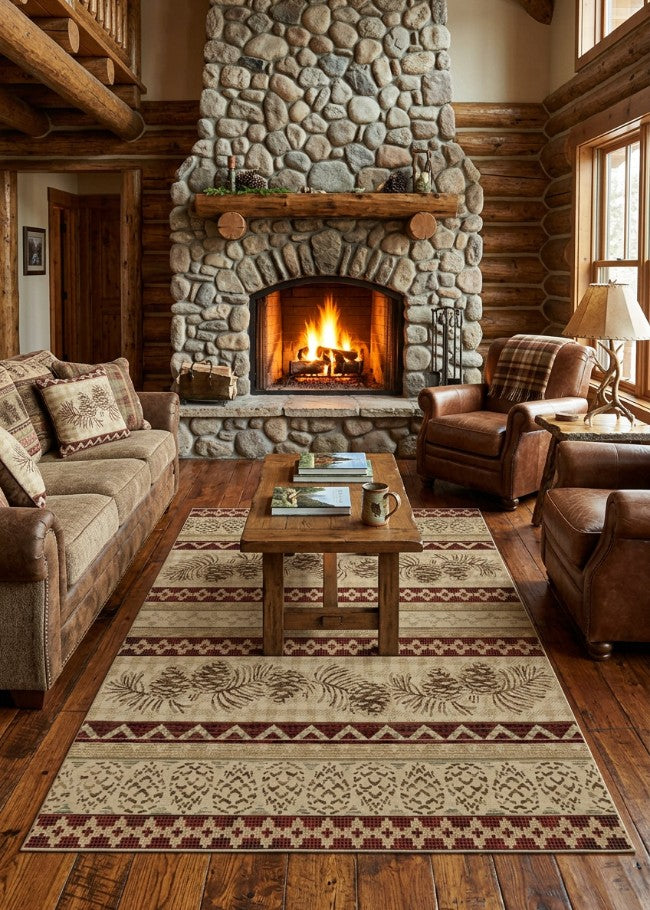 Pine Lodge Rug Living Room | The Cabin Shack