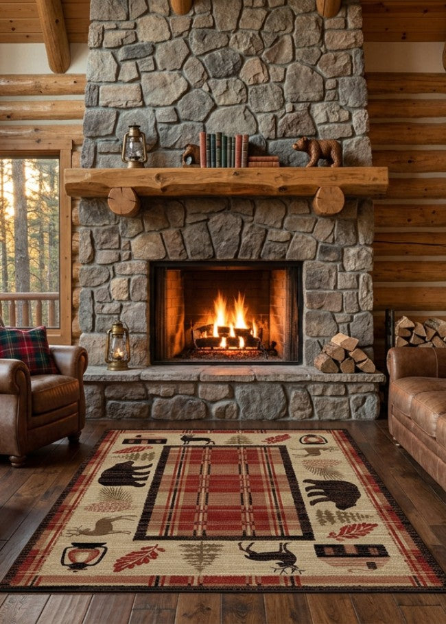 Pine River Rug Living Room | The Cabin Shack