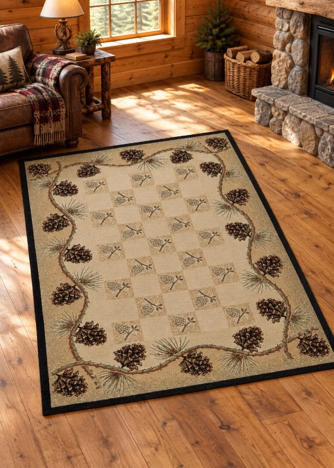 Pine Square Rug Living Room | The Cabin Shack