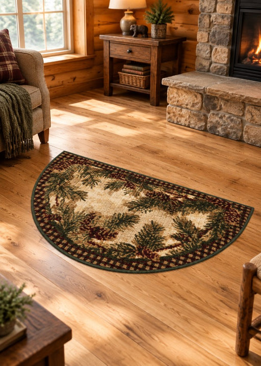 Pinecone Gingham Circle Rug Living Room | The Cabin Shack