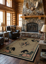 Pinewood Bear Rug Living Room | The Cabin Shack