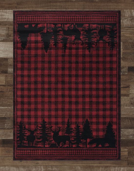 Plaid Forest Rug Top View | The Cabin Shack