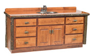 Potosi Peak Hickory Log Vanity with Slab Top in a double-sink layout