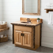 Potosi Peak Hickory Log Vanity with Slab Top in Natural in the 30-inch layout in a bathroom