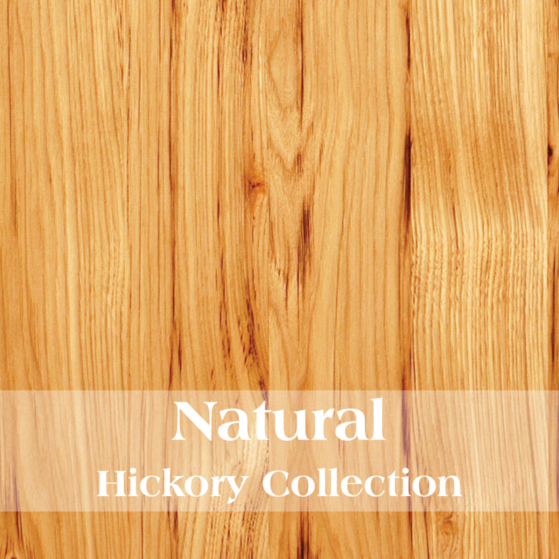 Natural wood finish option for the Potosi Peak Hickory Log Vanity with Slab Top with a light golden clear-coat hardwood tone