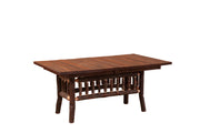 Hickory log base detail of the Powell Peak Oak and Hickory Log Extension Dining Table