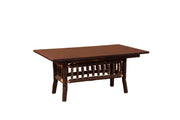 End view of the Powell Peak Oak and Hickory Log Extension Dining Table