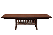 Front view of the Powell Peak Oak and Hickory Log Extension Dining Table