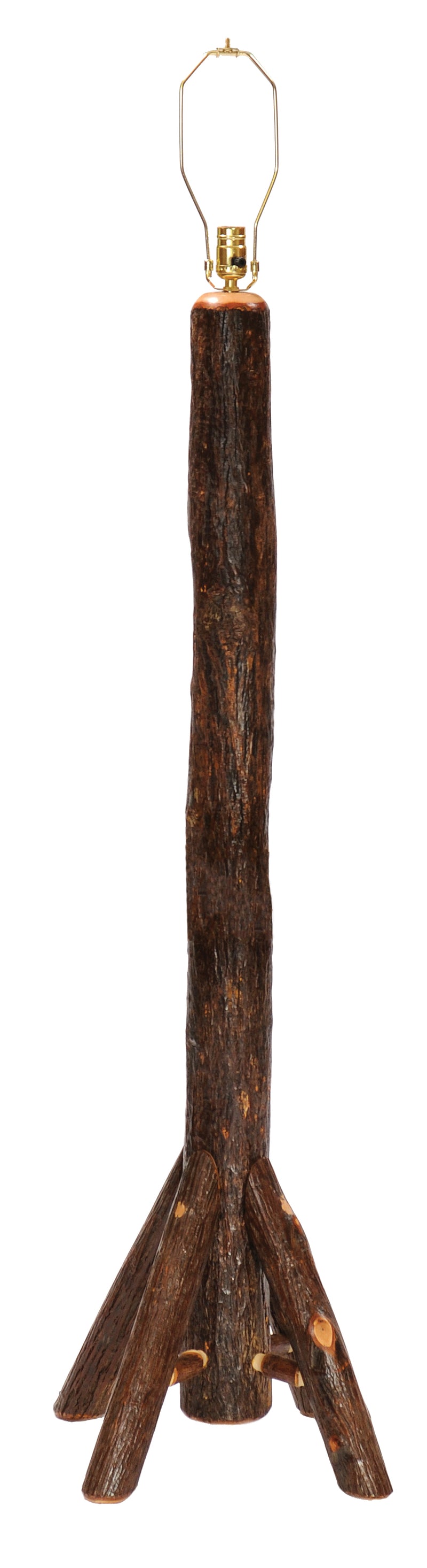 Angled view of the Precipice Peak Hickory Log Floor Lamp