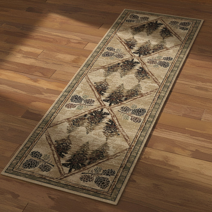 Pristine Pine Runner Rug with tree pattern on a beige background